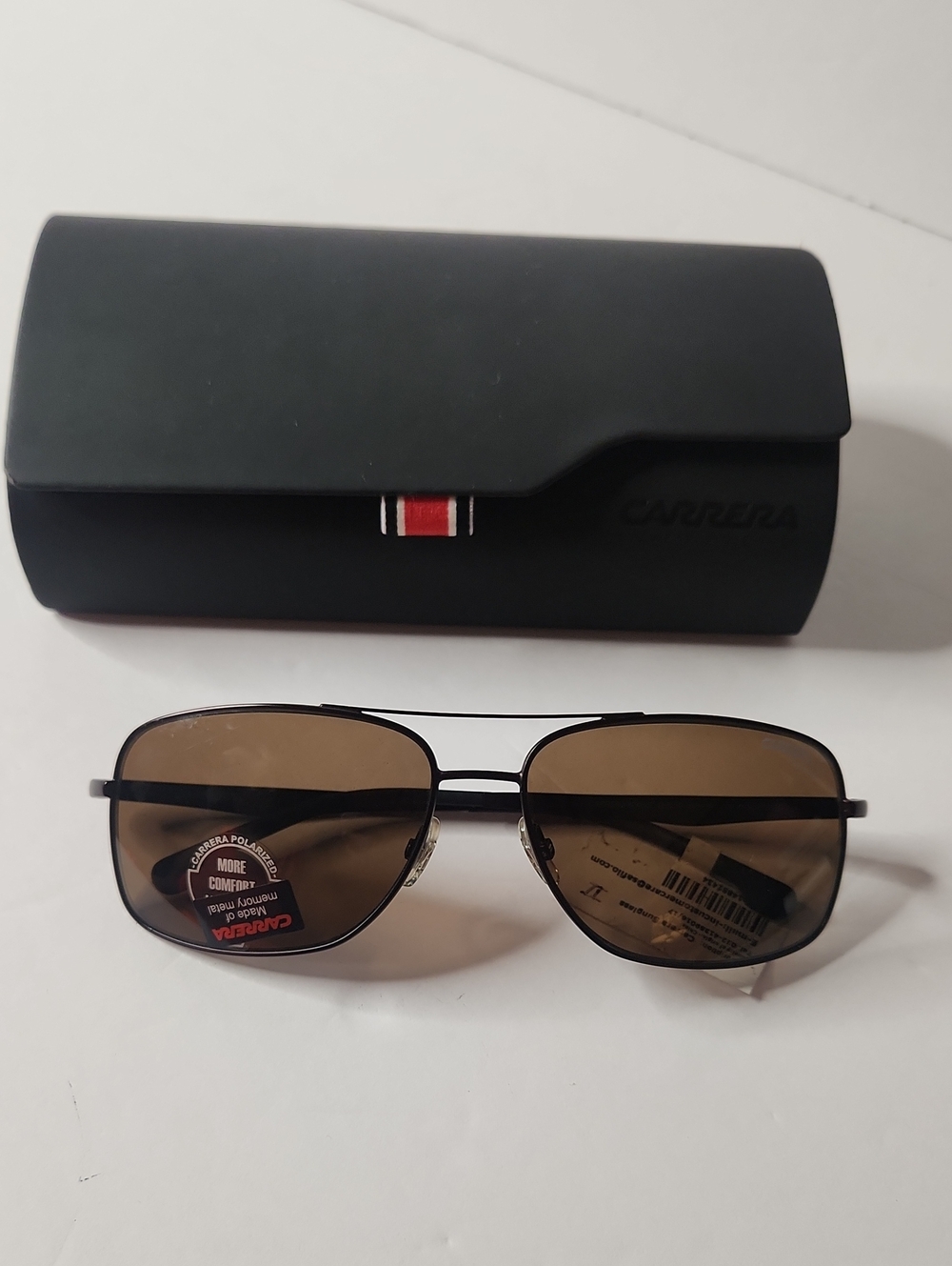 Carrera Aviator Sunglasses with Brown Lenses and Black Frame Nwt